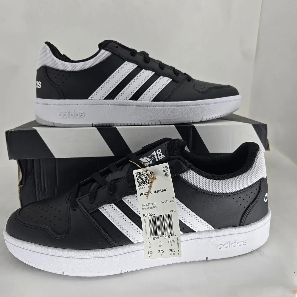 Adidas Hoops Classic Mens 9.5 Sneakers Black White KI1056 Low Top Shoes